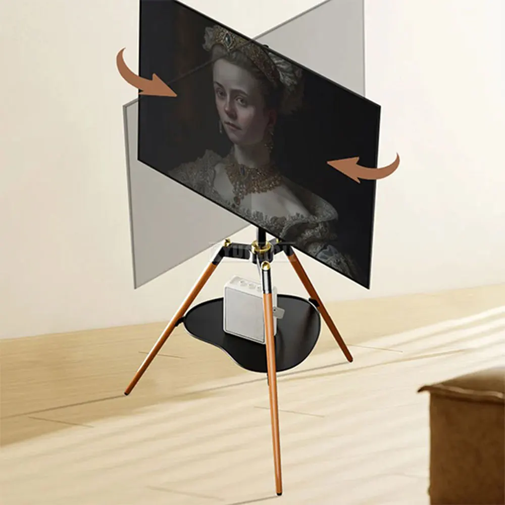 32-65 inch TV Mobile Floor Stand Three Leg Solid Wood Bracket Floor Stand