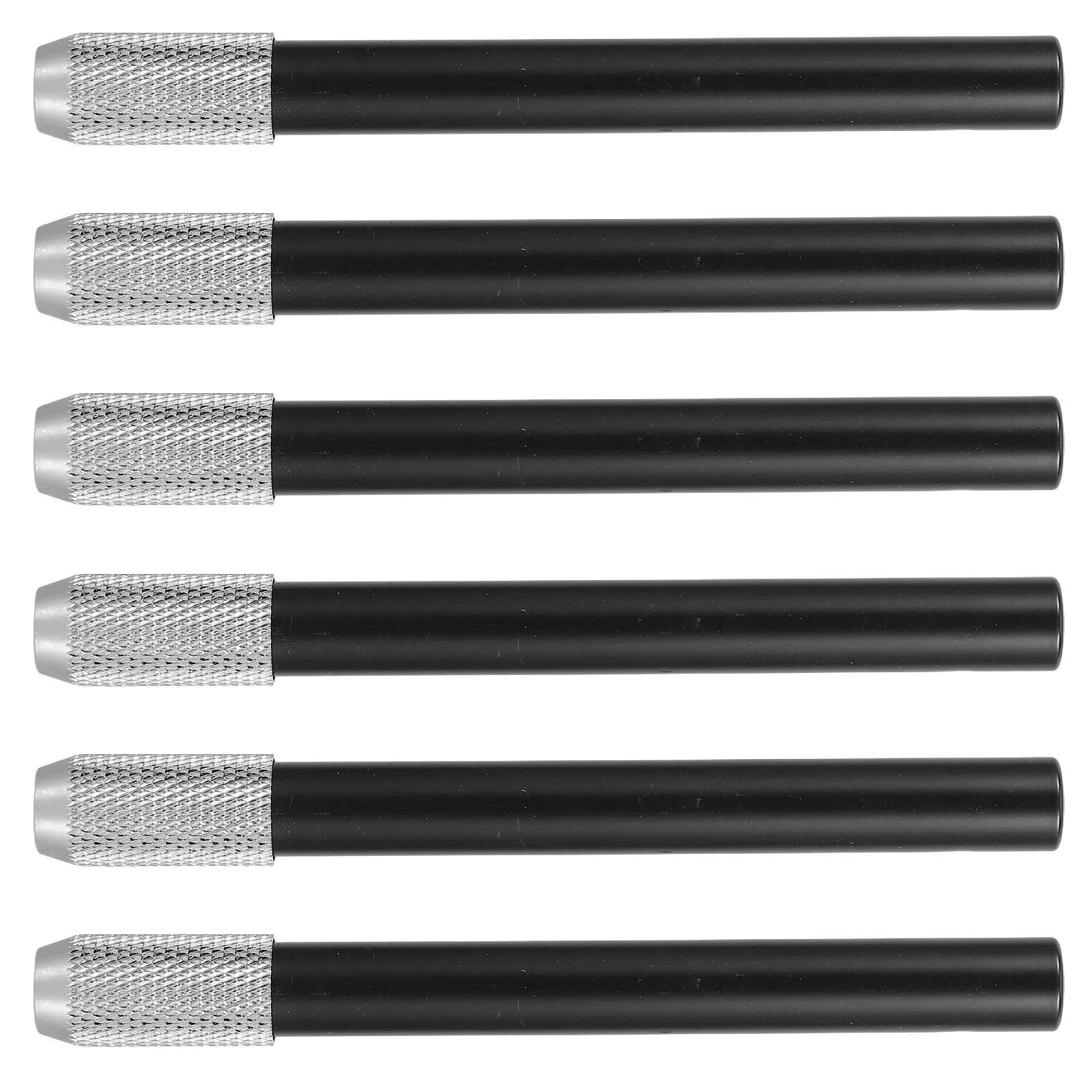6Pcs Pencil Extender Holder Metal Handle Pen Lengthener for Drawing Writing Portable Pencil Extender Sleeve for Wood Colored