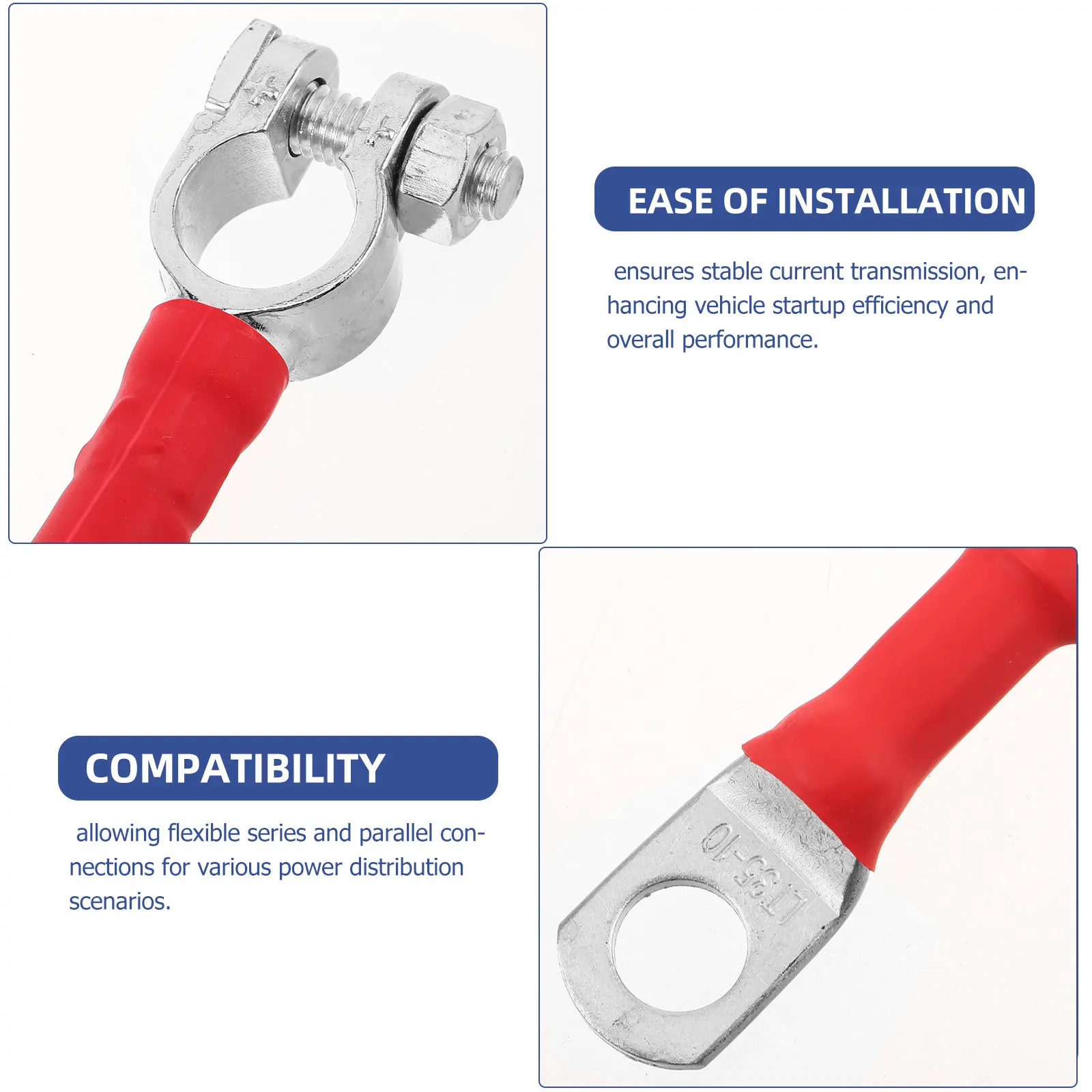 High Conductivity Flexible Automotive Battery Connection Cables for Car Rv Boat Solar Inverter Power Transfer Positive Terminal