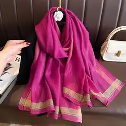 Long silk wool scarf Shawls and Wraps for Women solid Foulard Pashmina Poncho Female Summer Sunscreen Scarves Hijab Bandana new