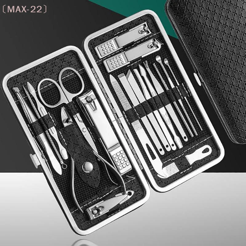 〔MAX-22〕Stainless Steel Nail Clipper Set Of 8/19 Pieces, Diagonal Nail Clippers, Pedicures, Ear Picks, Spoons, Nail Art Set