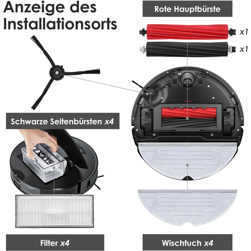 Conjunto de acessórios para roborock s8 pro ultra, peças de reposição robô aspirador peças de reposição robô aspirador de pó