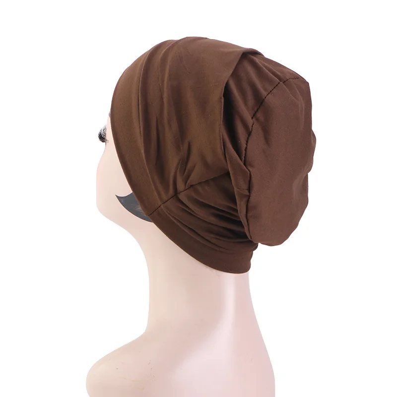 3pcs Women Solid Color Knotted Turban Hat Stretch Head Wrap Cap Bonnet Hair Protector Beanie Hat Ladies Hair Cover Headwear
