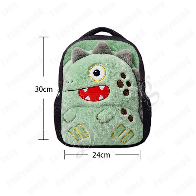 12 Inches 2D Flat Print Kawaii Fuzzy Animals Children Backpack Ladybug Giraffe Panda School Bag Toddler Kindergarten Backpacks