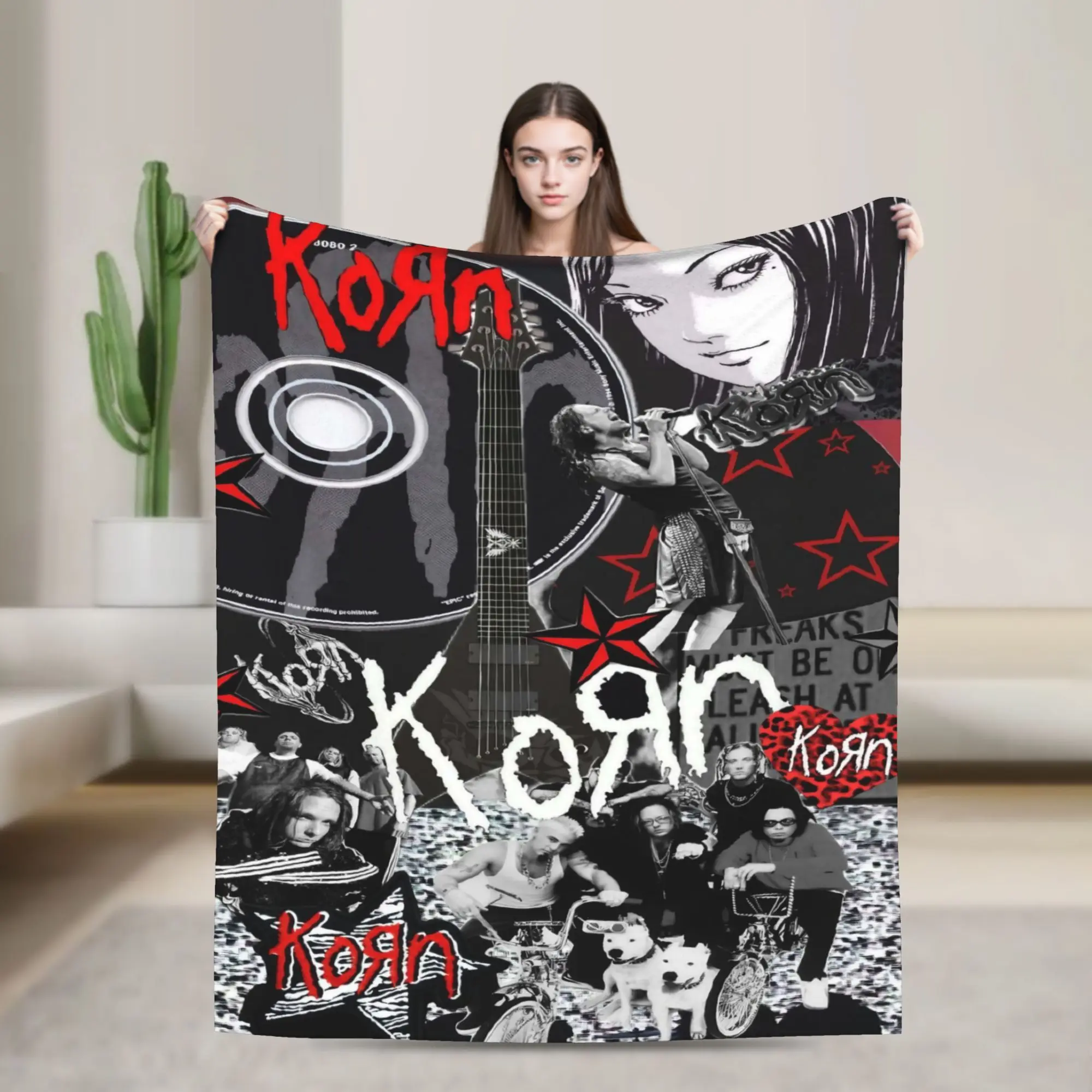 Korns Metal Collage Blanket Music Rock Fleece Awesome Soft Throw Blanket for Home Restaurant All Season