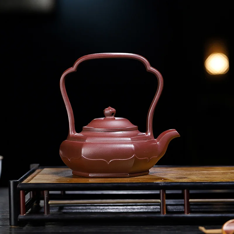 

270ml Purple Clay Tea Pot with handle,hexagonal shape,handmade,high-end household tea set,business gift,Chinese classical style