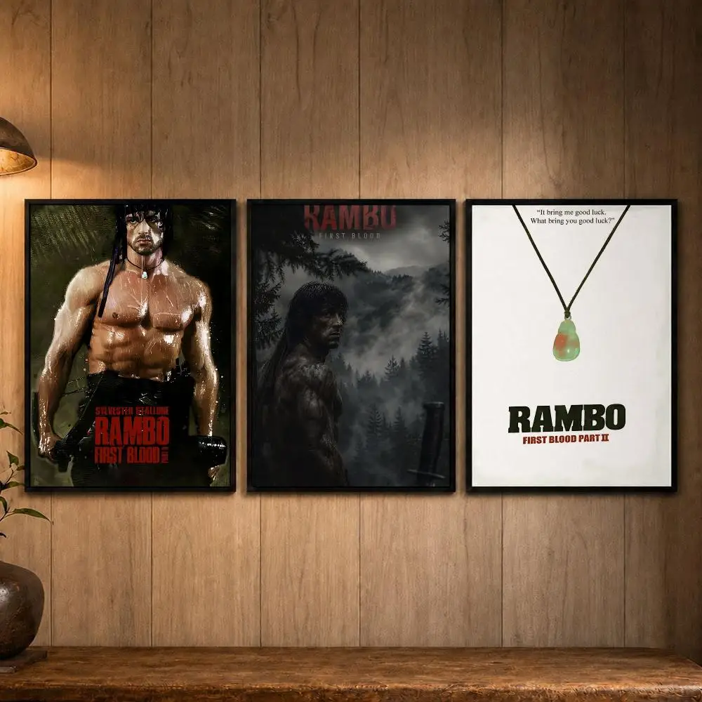 Top-rated Movie F-First BloodS   Poster Self-adhesive Art Poster Decoracion Painting Wall Art White Kraft Paper Home Decor