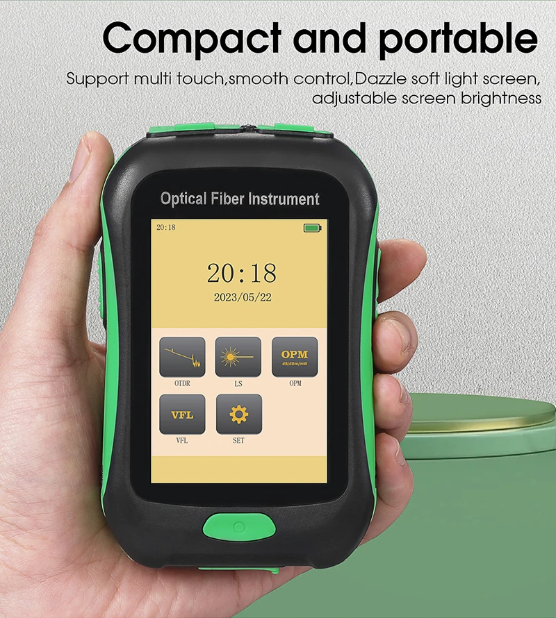 Mini Touchable Screen AUA-18U/A OTDR Active Fiber Test 80KM Optical Time Domain Reflectometer Built-In OPM/VFL/OLS/LED Lighting