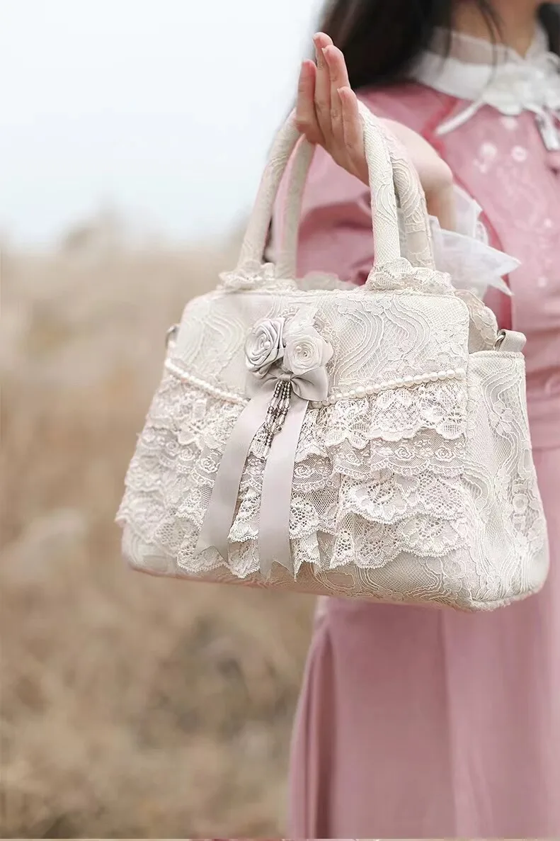 Fashion Original Retro Lolita Bag Lace Elegant Vintage Casual Handbag Court Princess Top-Handle Bags for Women Women's Handbags