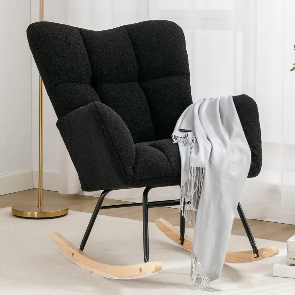 

Soft cushioned chair with swing accent and high backrest armrests, comfortable side chairs, living room