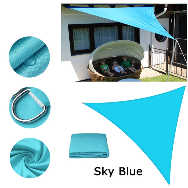 

Waterproof Polyester Awning for Outdoor Sun Shelter, Triangle Shade Sail, Camping Canopy Shade, Sky Blue Sun Shelter, 420D