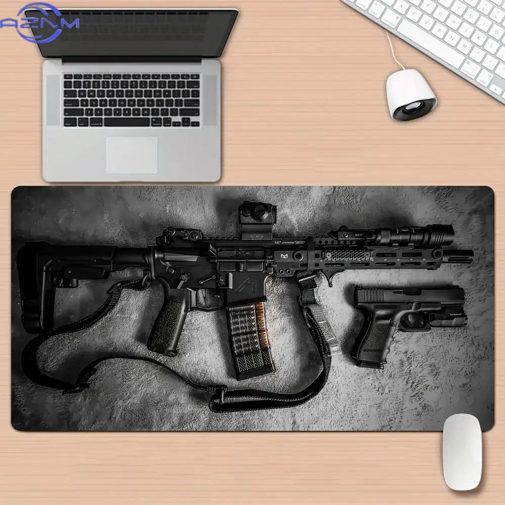Tactical Rifle Theme Large Mouse Pad Desk Mat Stitched Edge Non-Slip Durable Pc Accessories Gun Parts Table Mats Mouse Carpet