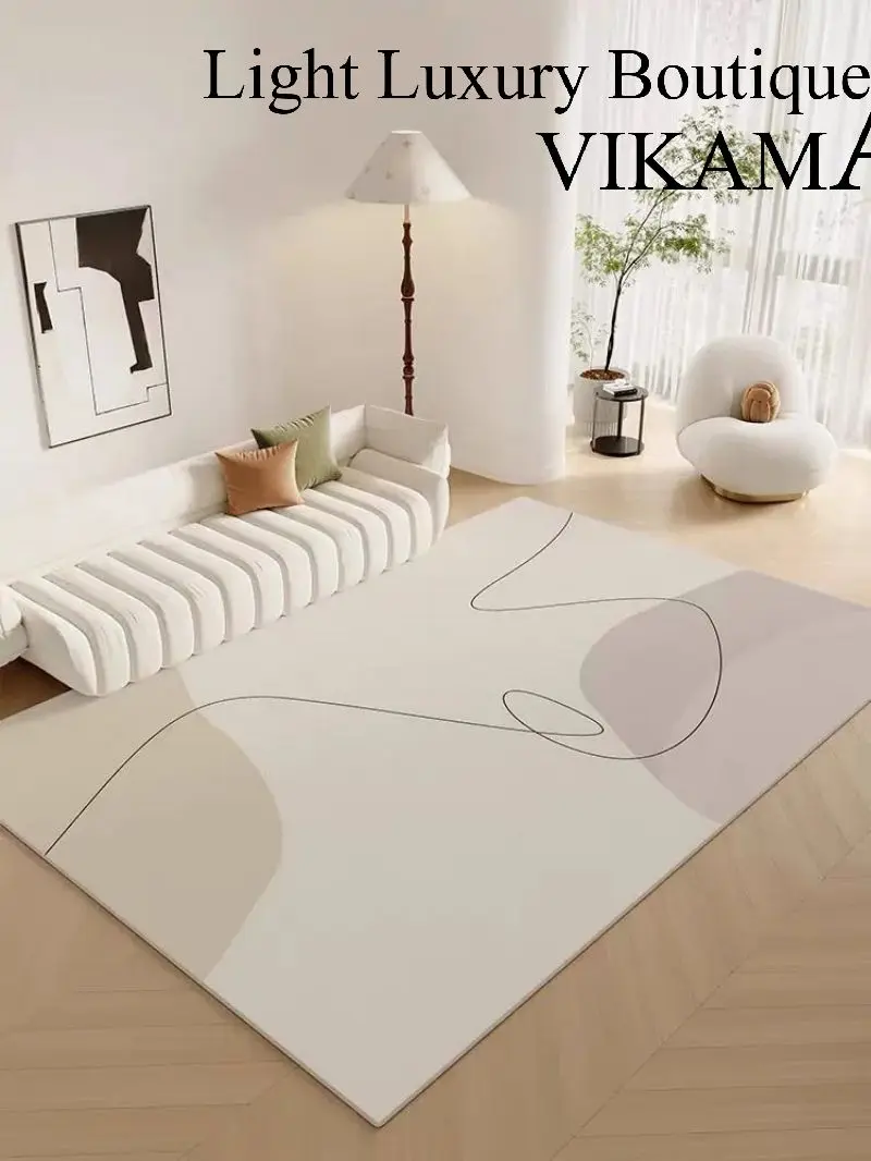 VIKAMA Crystal Pile Simple Geometric Rug Anti-slip and Quick-dry Large Living Room Carpet Sofa Tea Table Pad