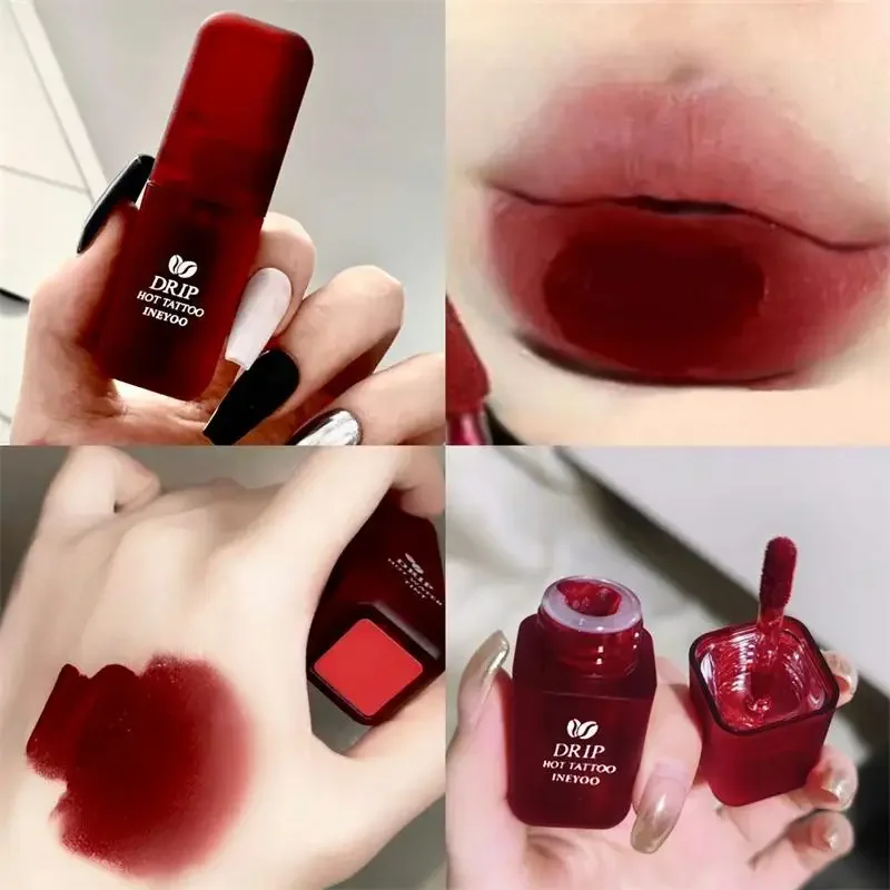 Rouge à lèvres rouge foncé imperméable mat nu brillant à lèvres mat baume à lèvres longue durée brillant à lèvres femmes débutant facile à appliquer maquillage