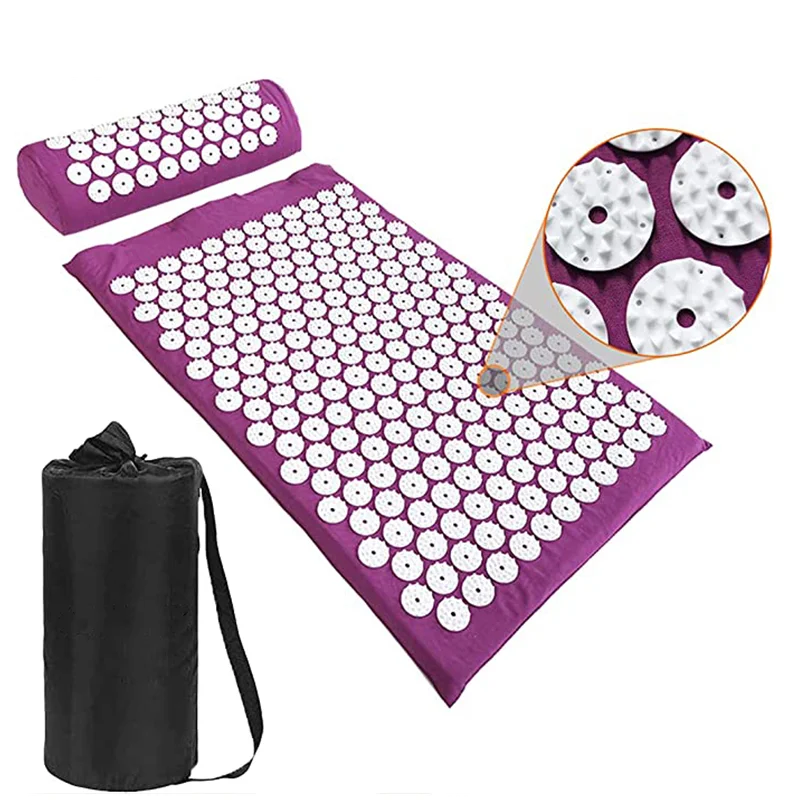 Yoga acupressure mat, shiatsu massagem almofada para o pescoço, costas, pé, alívio da dor