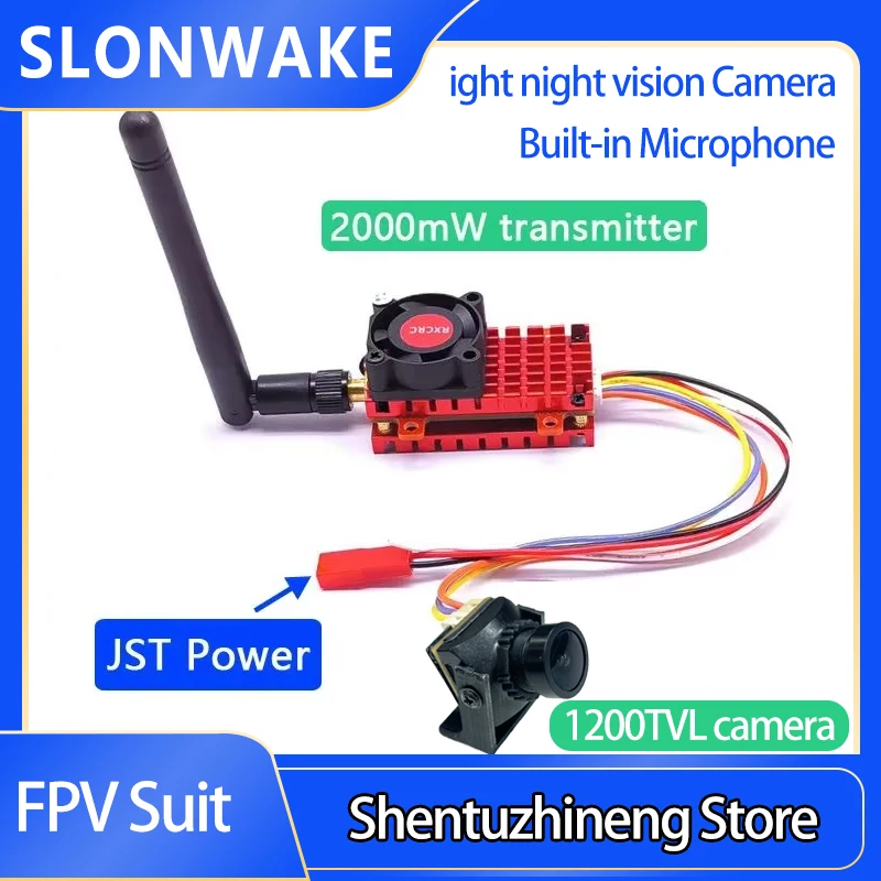 

Over 20Km Range 5.8G 2W FPV Transmitter Built-in Microphone for RC Playing Drone. fpv low light night vision 1200TVLcamera suit