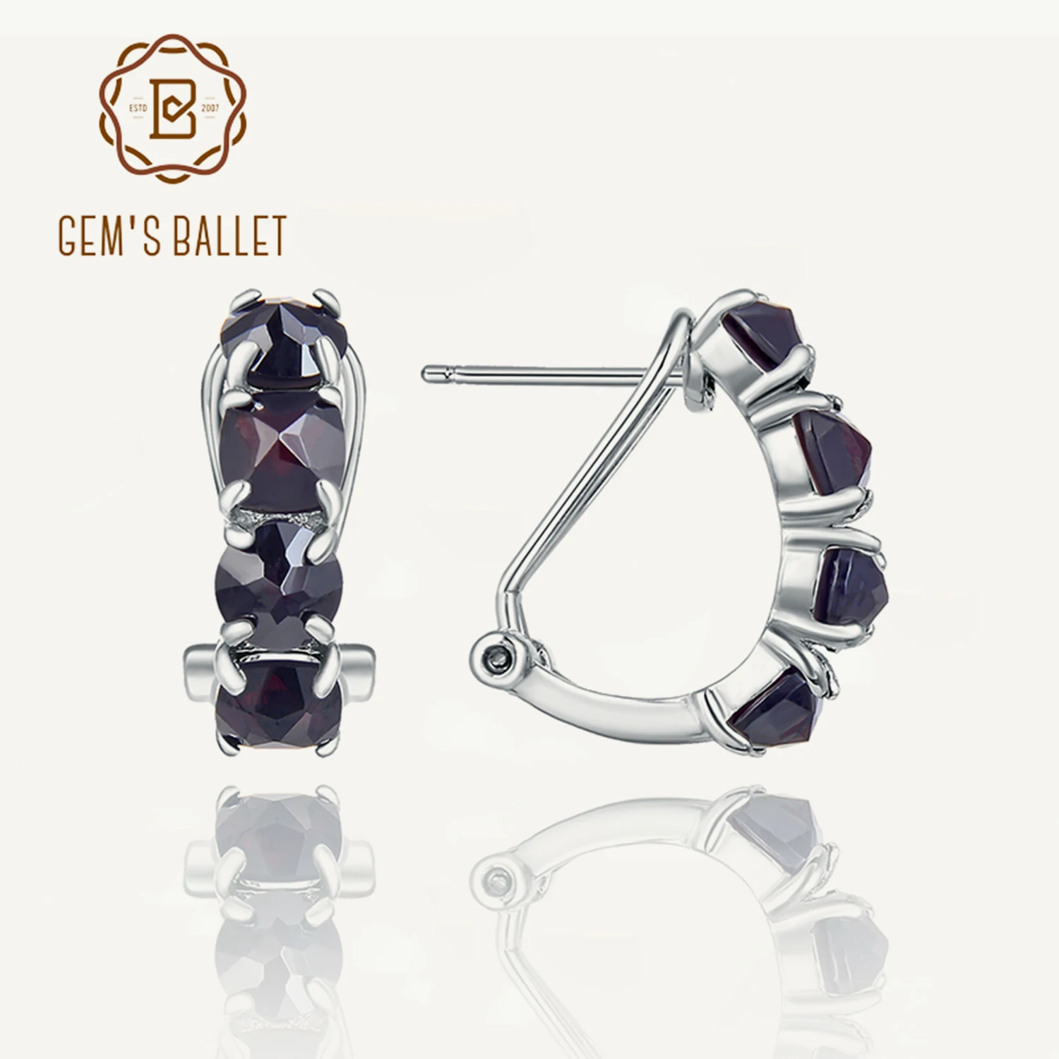 GEM'S BALLET 925 Sterling Silver Gemstone Earrings Natural Peridot Black Garnet Mystic Topaz Women's Hoop Earrings Fine Jewelry