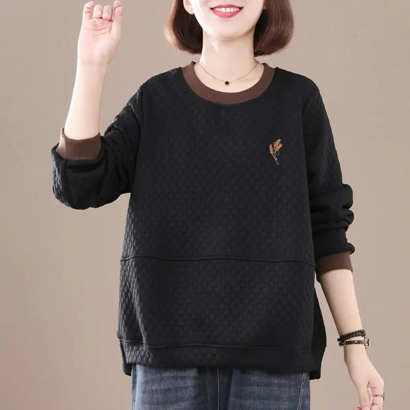 2023 New Spring and Autumn Fashionable Retro Fashion Round Neck Print Loose Casual Pullover Long Sleeve Oversize Sweater