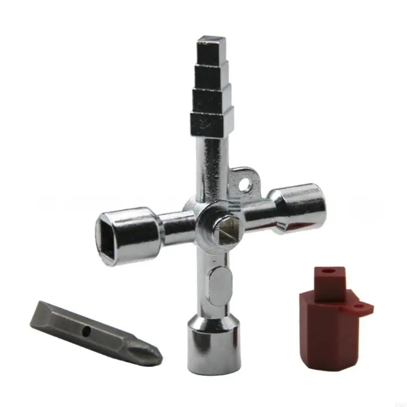 Universal Square Triangle Key Wrench Electrical Cupboard Box Elevator Cabinet 4 In 1 Cross Key Wrench With Accessories