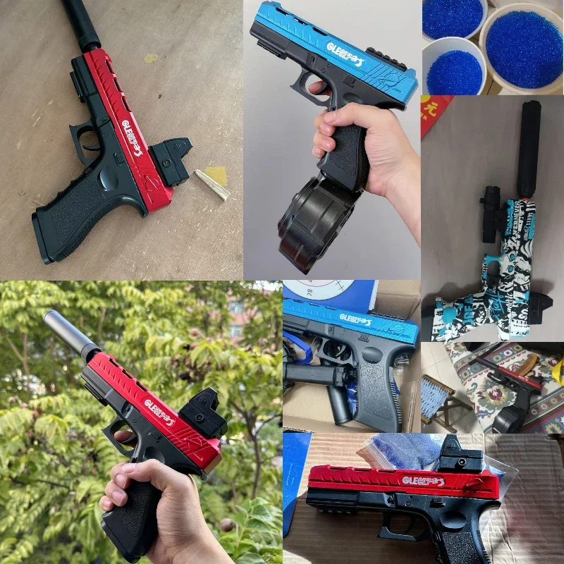 2025 Nuove pistole gel AMT 2 IN 1 Dual Mode Gel Ball GLOC G17 Pistola giocattolo Tuta Gioco di tiro all'aperto Splash Ball Gun Adulti Giocattolo Compleanno