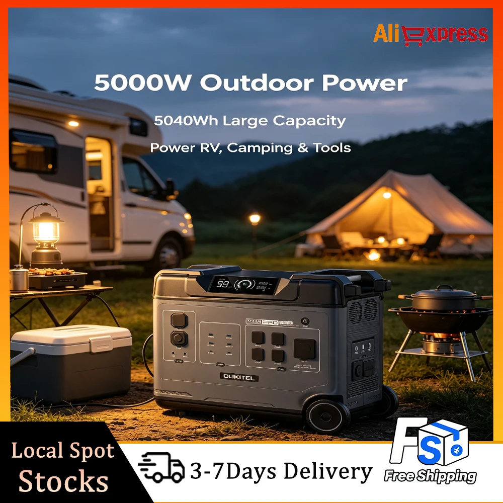 OUKITEL BP5000 Pro Max 5000W portable power station, 5040Wh solar generator, portable power station for camping, RV power station, home backup power station, high capacity portable power, solar powered generator, outdoor portable power supply