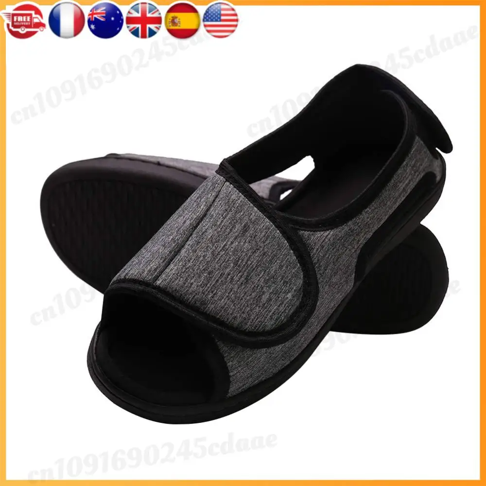 

Hook and Loop Fastener Shoes Adjustable Slip-On Edema Footwear Breathable Wide Open Toe Sandals for Indoor Outdoor