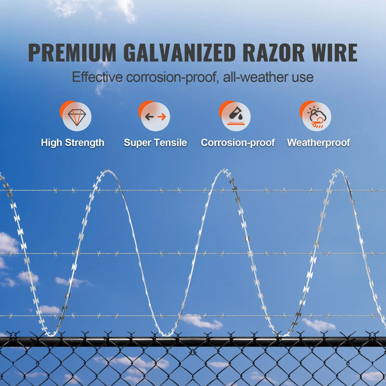Razor Wires, 98 Ft Razor Barbed Wire, 2 Rolls Razor Wire Fencing Razor Fence, Razor Ribbon Barbed Wire Galvanized Razor Wire