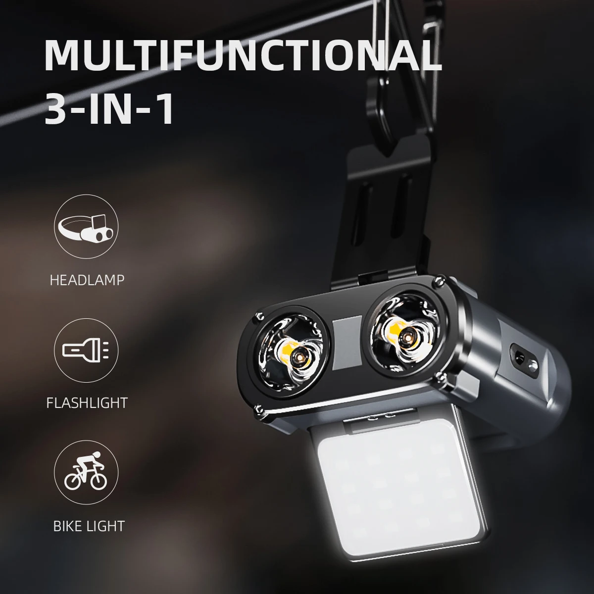 WARSUN Headlamp Rechargeable OWL, 90° COB LED Head Lamp with Motion Sensor, 5 Modes & IPX5 Water-Resistant LED Head Light