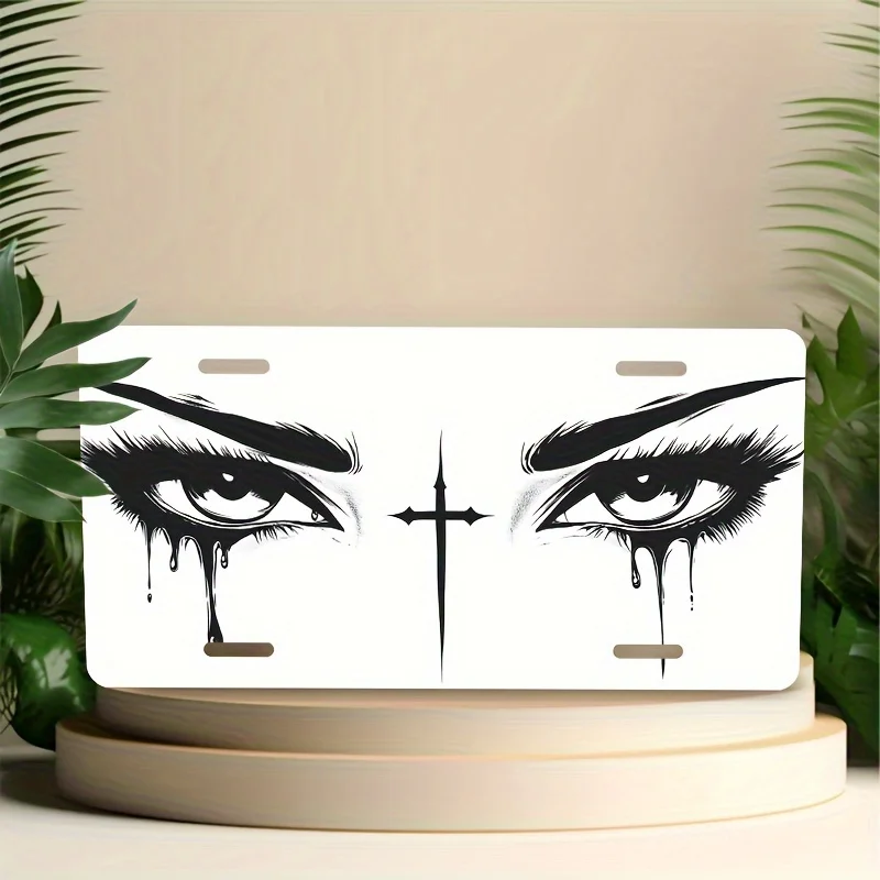 2D Flat Black And White Eyelash Desig,Dripping Effect, Standard Size, Suitable for Both Men And Women, Unique Decorative
