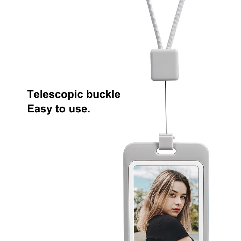 Cordão retrátil portátil manga de cartão transparente simples caso de cartão com carretel retrátil titular do cartão de identificação transparente