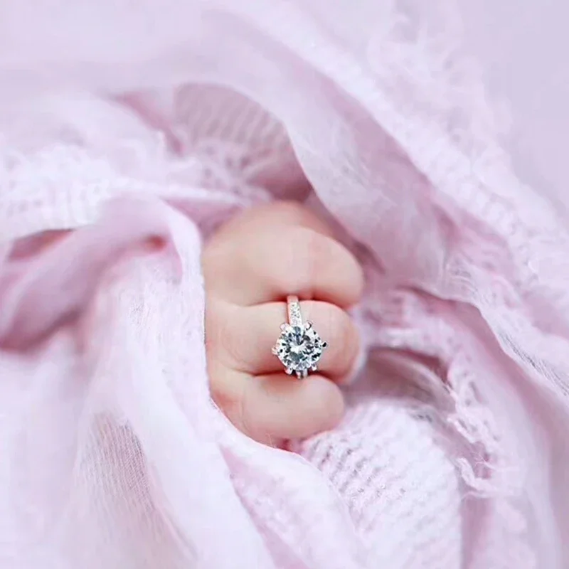 Baby Photo Shoot Rings  - Angelic White Sparkling Crystal Rings for Newborns Photography & Memory Keepsakes (Easy to Wear