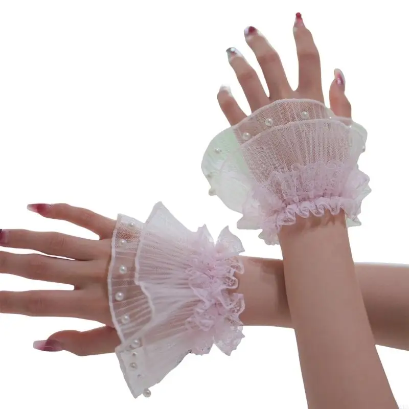 2026 New Elegant Pearls Lace Cuffs Sleeves Wrist Cuffs For Nails Art Photography And Fashion Decorative Sleeves Hand Accessories