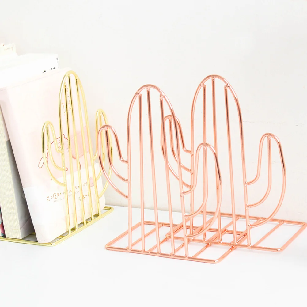 

Cactus Bookends Metal Book Stand Golden for Home Office Desk Shelf Tidy Organizer Decor Cactus Book Stoppers