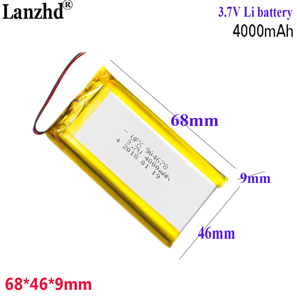 

3.7V Li Polymer Battery 4000mah For Bluetooth speaker Air purifier GPS stick light toy digital Battery 904678