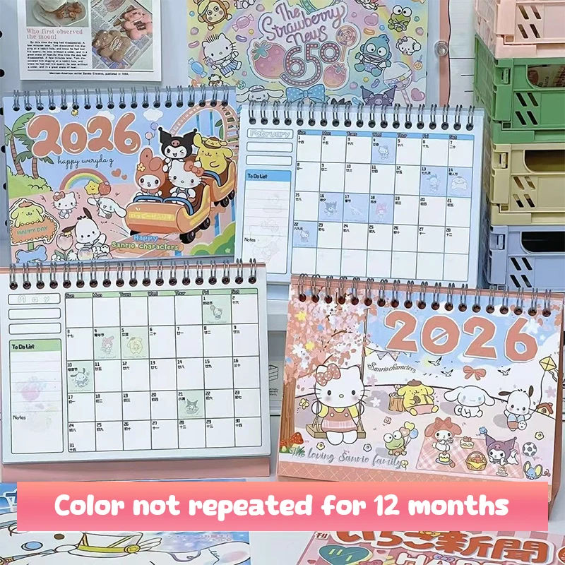 

Новый креативный настольный календарь Hello Kitty 2026 в стиле Ins — милый мультяшный декор для офисного стола, подарок