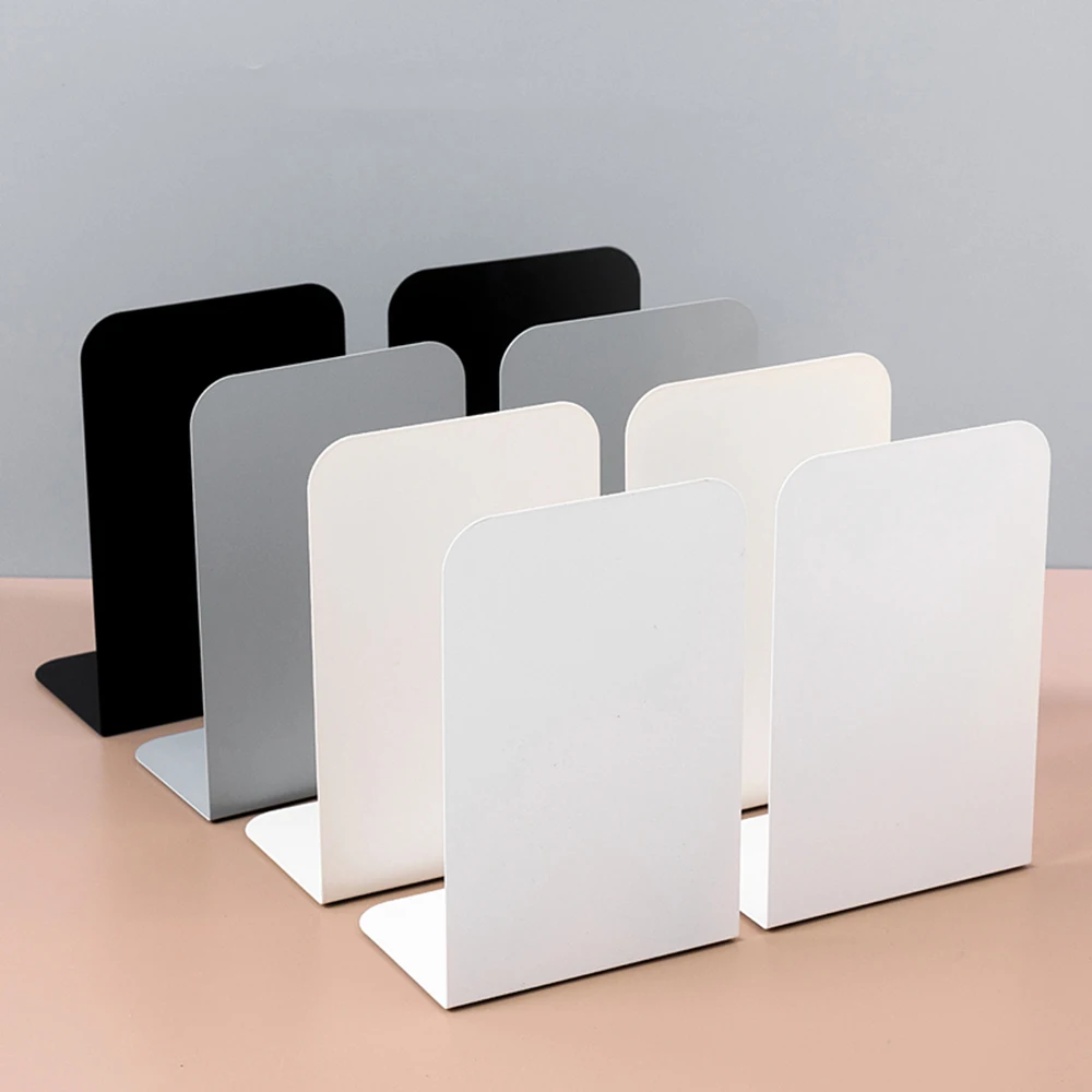 

2Pcs INS Simple Metal Book Stand Desktop Non-slip Bookend Student Book Organizer Bookends Large Thickened Books Storage Rack