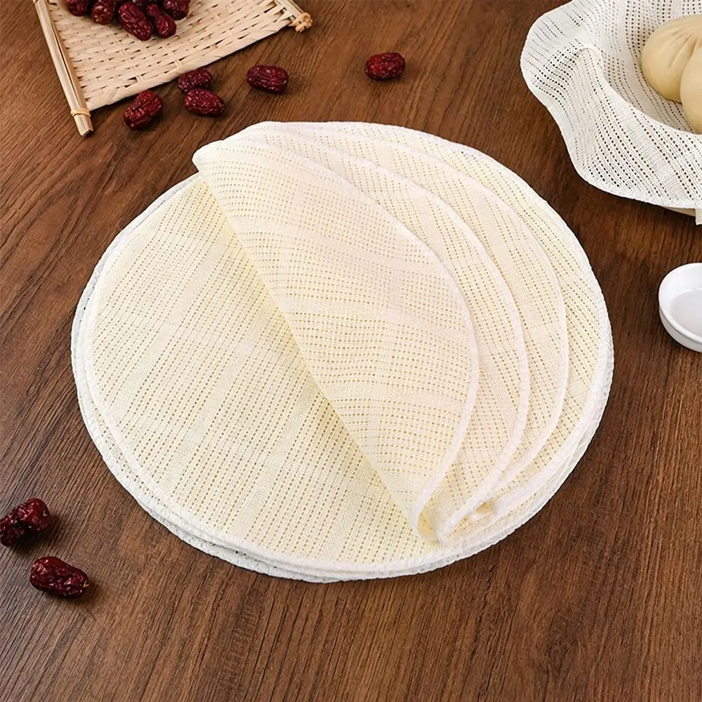 New Cotton Round Steamer Cloth Non-stick Mesh Steaming Liner Breathable Reusable Dumpling Cloth Kitchen Cooking Accessories