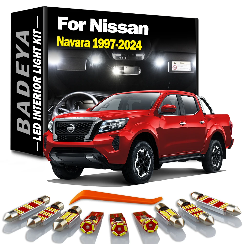 BADEYA LED Interior Reading Light Kit For Nissan Navara D22 D40 D23 1997- 2018 2019 2020 2021 2022 2023 Car Number Plate Bulbs