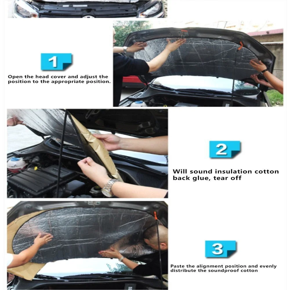 140x100cm Car Sound Deadener Mat Noise Bonnet Insulation Deadening Hood Engine Firewall Heat Foam Sticker Dropship