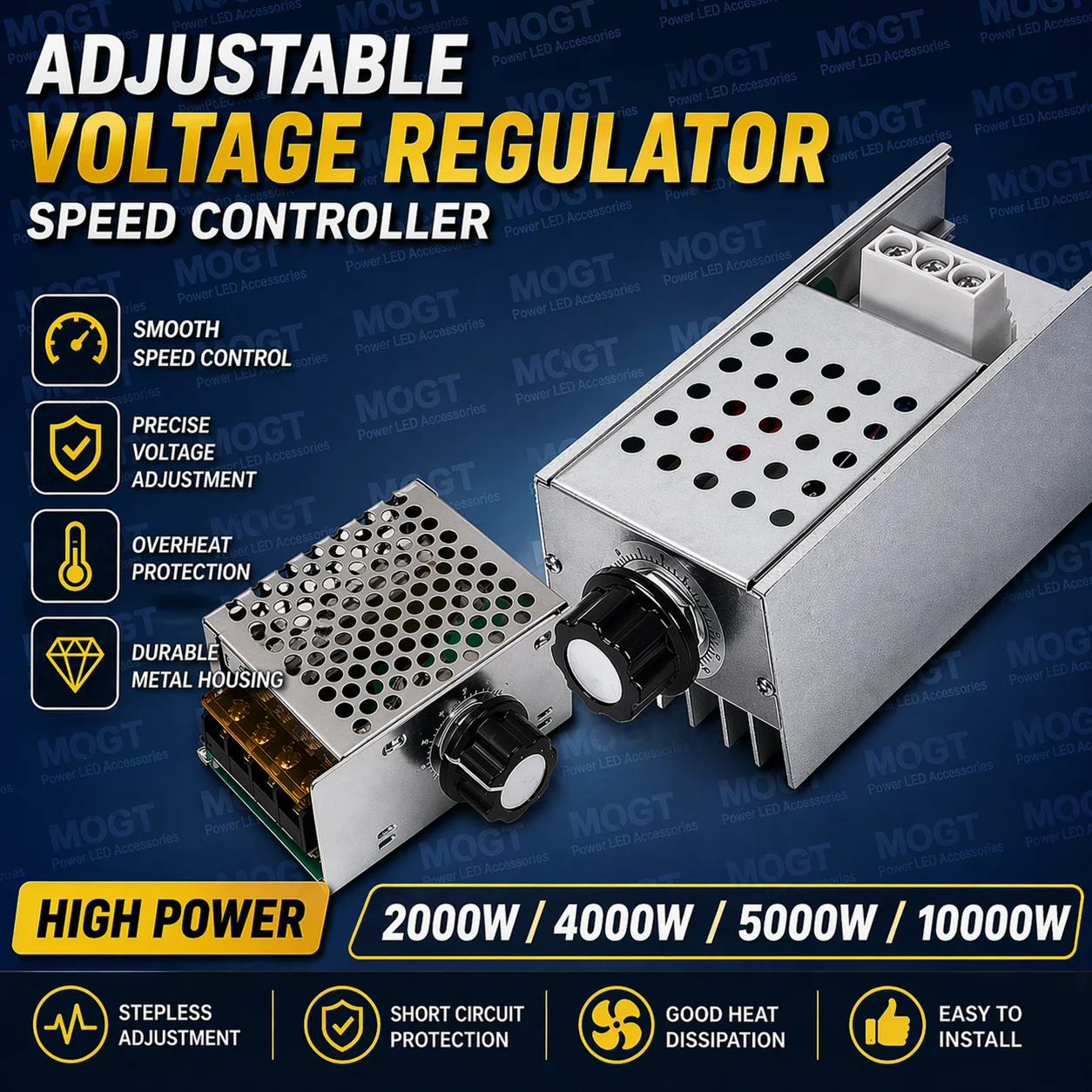 Regulador de Tensão AC 220V 2000W 4000W 5000W 10000W, Dimmer LED 220V, Controlador de Velocidade de Motor 220V, Termostato