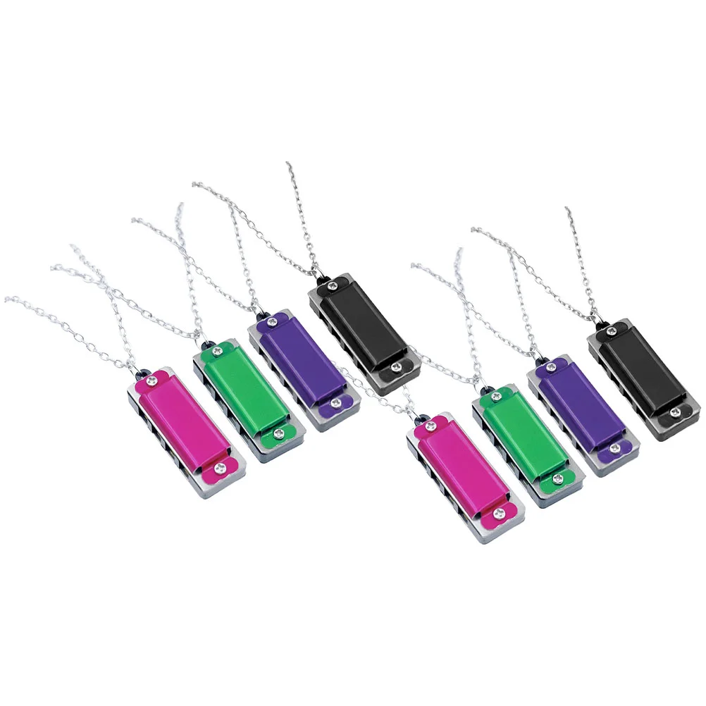 8 Pcs Harmonica for Primary School Students Musical Instrument Pendant Necklace Toy Party Favor Metal Child Kids