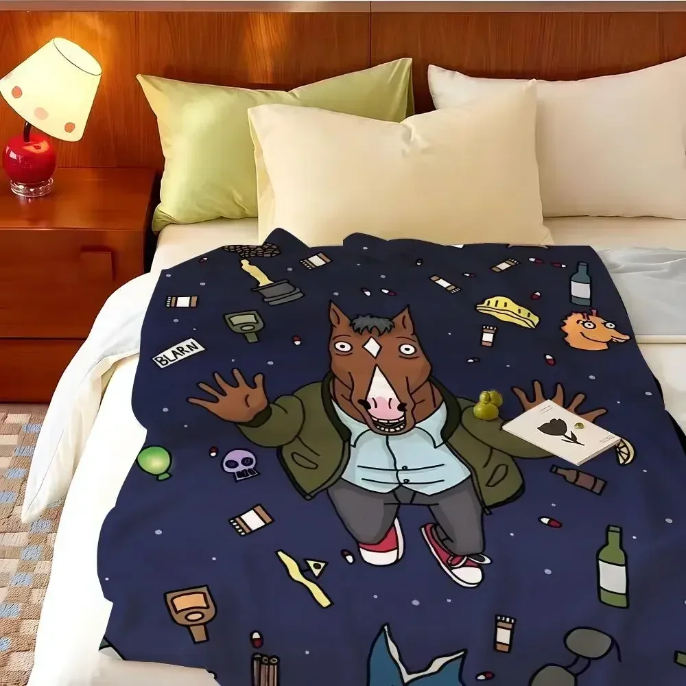 Animation B-BoJack H-Horseman Throw Flannel Throw Blanket, Lightweight Cozy, Durable Washable cute Cool