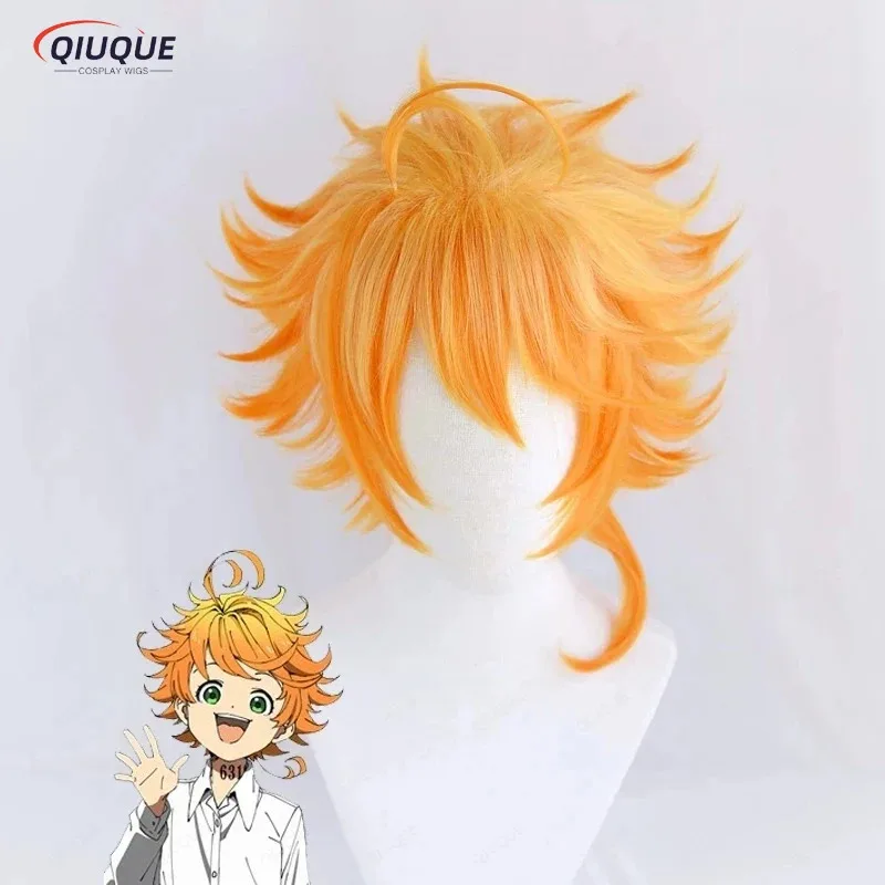 2025 yiyi Yakusoku no Neverland 63194 إيما الباروكات 30 سنتيمتر قصيرة مقاومة للحرارة الشعر الاصطناعية Perucas تأثيري + غطاء شعر مستعار