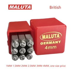 BateRpak MALUTA 1/1.5/2/2.5/3/4mm British Steel seal,Car Chassis Number stamp puncher Steel word punch stamp,9pcs/box