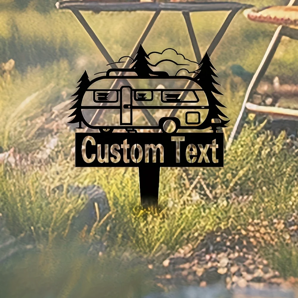 Unique Customizable Outdoor Metal Sign Waterproof Heat Resistant with Camping Design Ideal for Campers RV Lovers and Lawn Decor