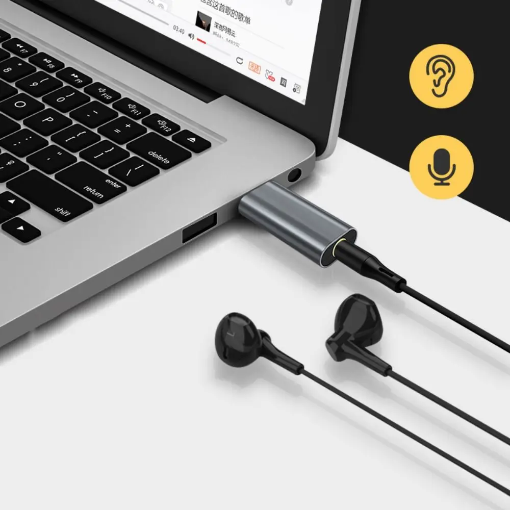 

USB To 3.5mm Headphone 3.5mm Adapter External Stereo-Sound 2 in 1 Earphone Jack Adapter Portable Mini Wired Headset Converter
