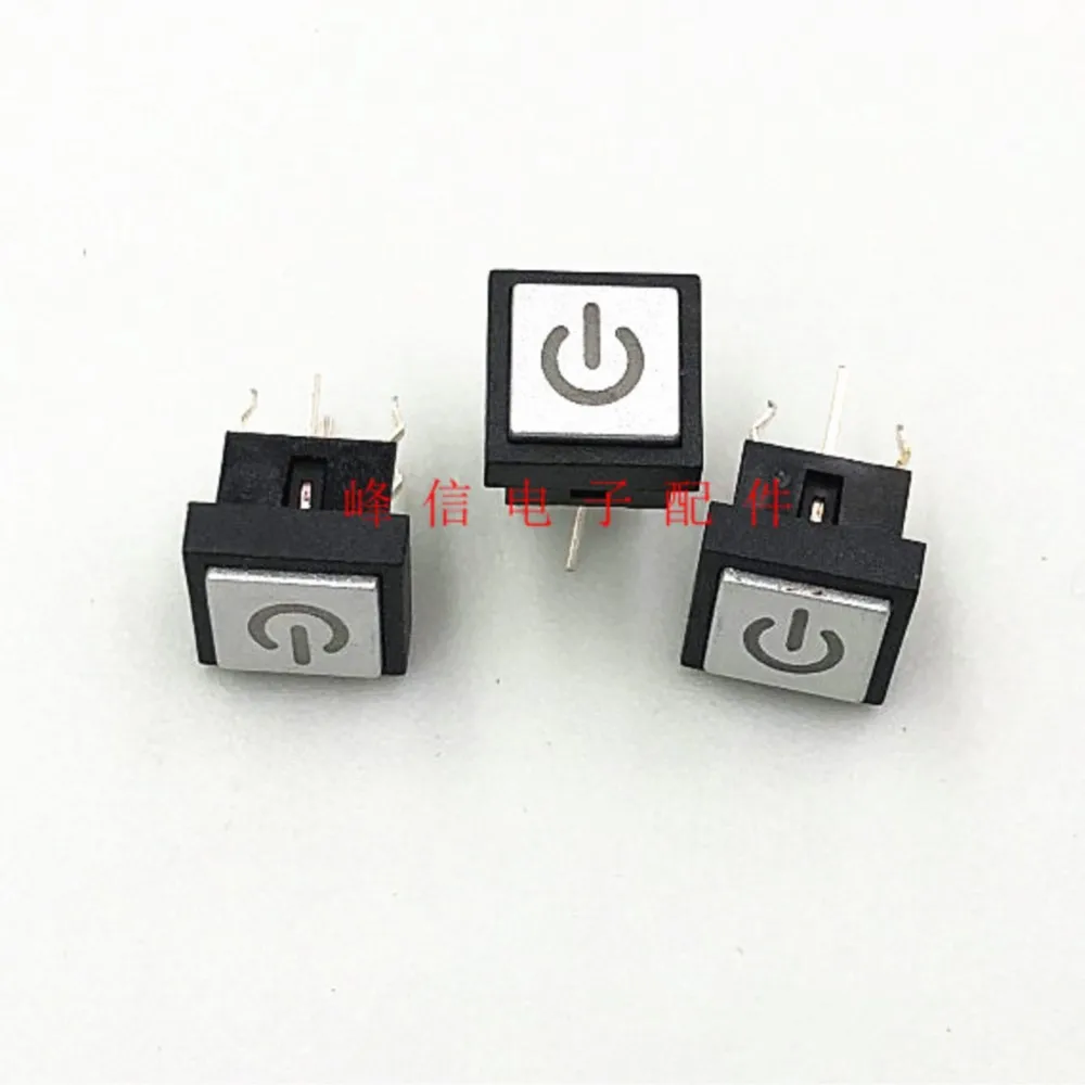 

2Pcs Taiwan With Red Light Key Switch Tact Switch Small Button With Power Symbol Hat 6 Foot Switch 10*10