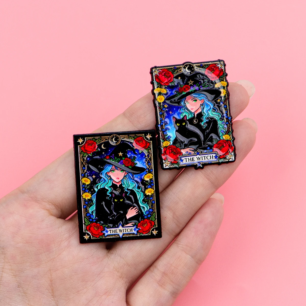 Witch Tarot Cards Brooches for Clothing Women Men Enamel Pins Badges Lapel Pins for Backpack Jewelry Decorations Gifts