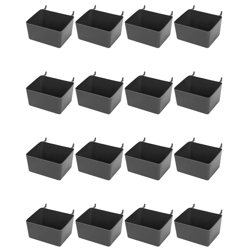 16 Pieces Pegboard Bins Kit Pegboard Parts Storage Pegboard Accessories Workbench Bins For Organizing Hardware(Grey)