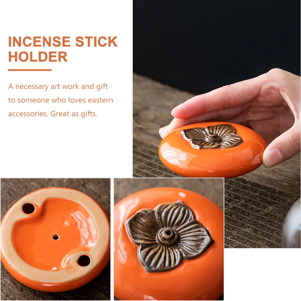 

Ceramic Incense Burner Dried Persimmon Style Smooth Surface Incense Stick Holder Practical Desktop Art Relaxation